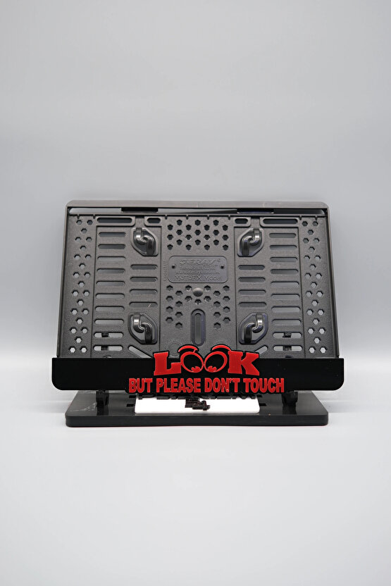 LOOK PLEASE DONT TOUCH YAZILI 3D KABARTMALI KIRIMIZI PLEKSİ MOTOR PLAKALIĞI