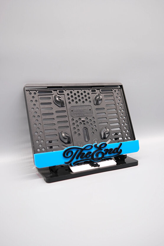 THE END YAZILI 3D KABARTMALI PLEKSİ MAVİ MOTOR PLAKALIĞI