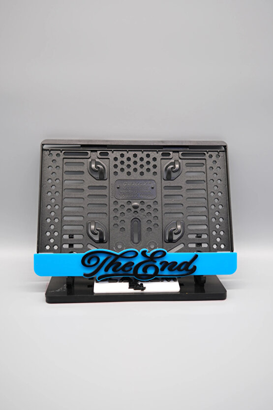 THE END YAZILI 3D KABARTMALI PLEKSİ MAVİ MOTOR PLAKALIĞI