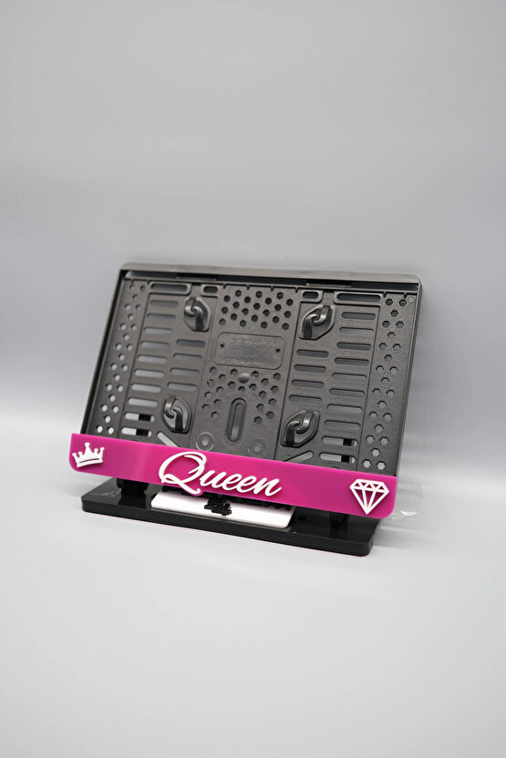 QUENN 3D KABARTMALI PLEKSİ PEMBE MOTOR PLAKALIĞI