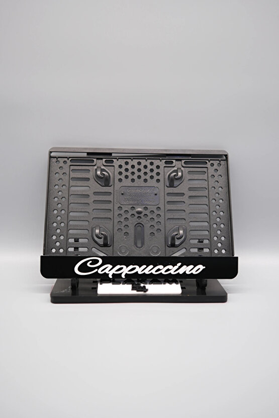 CAPPUCINO 3D KABARTMALI SİYAH PLEKSİ MOTOR PLAKALIĞI