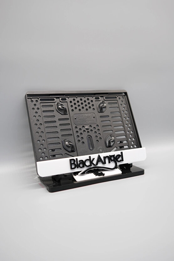 BLACK ANGEL 3D KABARTMALI BEYAZ PLEKSİ MOTOR PLAKALIĞI