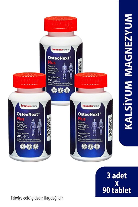 İmuneks Farma Osteonext®Plus Vitamin ve Mineraller içeren Takviye Edici Gıda 90 Tablet x 3 Adet