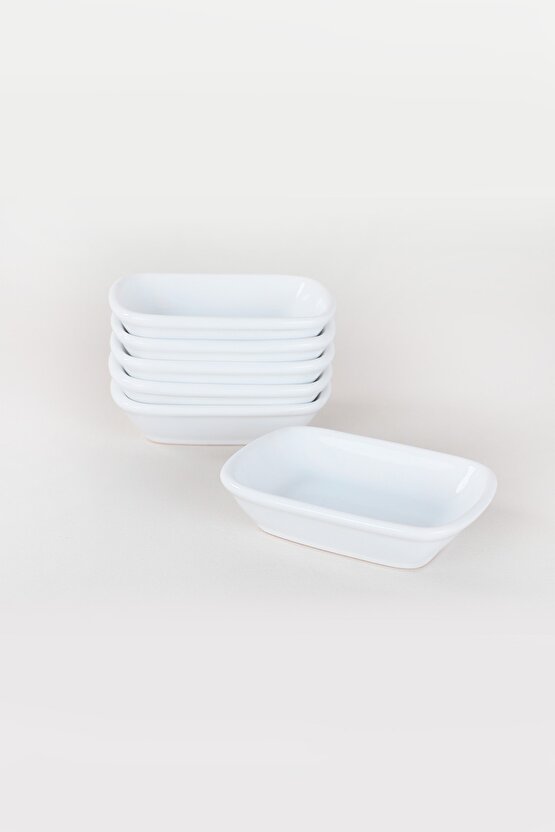 Beyaz Dikdörtgen Çerezlik  Kayık 13 Cm 6 Adet