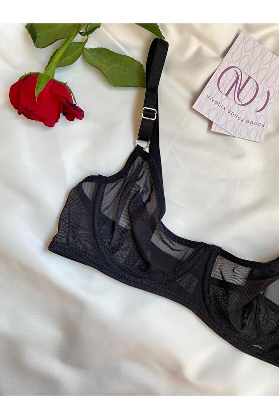 Tül Siyah Jartiyer Takımı 3lü Set