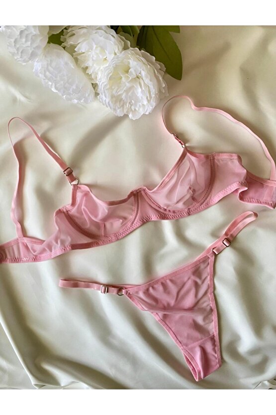 Pembe Tül Sütyen Takımı