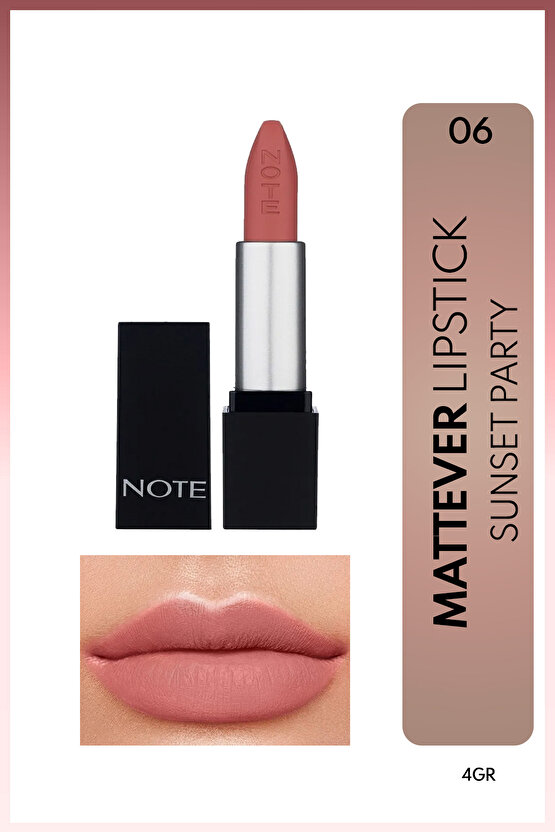 Mattever Lipstick Yarı Mat Saten Bitişli Ruj 06 Sunset Party - Pembe