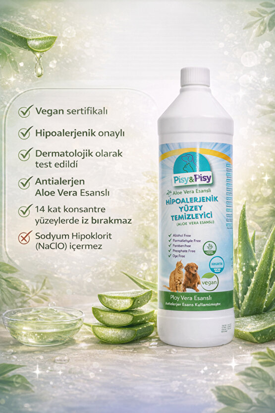 ANTİALERJEN ALOE VERA ESANSLI KONSANTRE HİPOALERJENİK YÜZEY TEMİZLEYİCİ 1 L