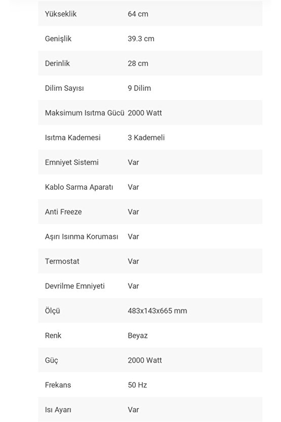 GOODHOME 9 DİLİM YAĞLI RADYATÖR