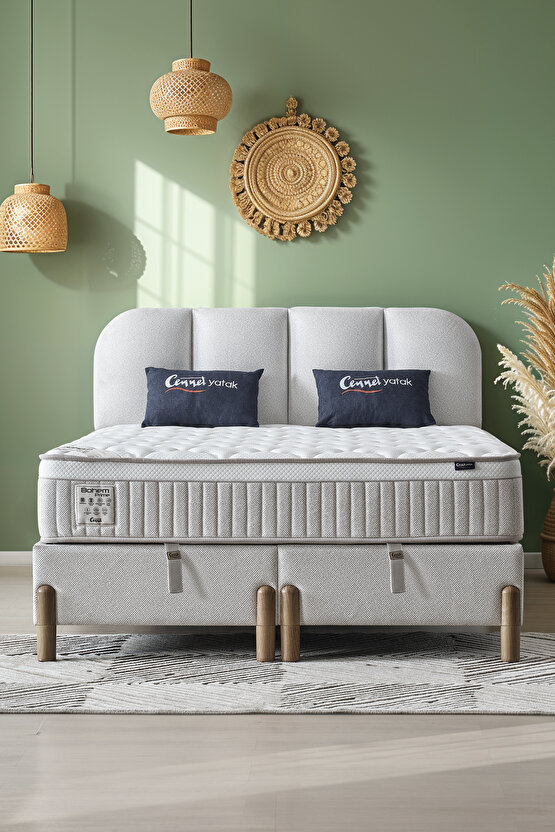 Bohem Prime Çift Kişilik Konfor Seti – Pocket Yaylı Yatak + Sandıklı Baza + Başlık
