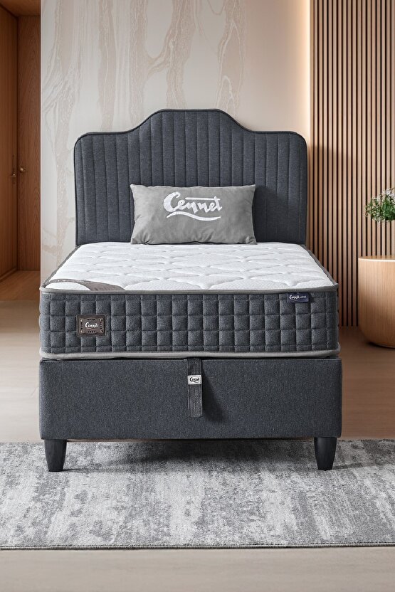 Menekşe Modeli Tek Kişilik Antibakteriyel Full Ortopedik Yatak, Baza ve Başlık 3 lü Set