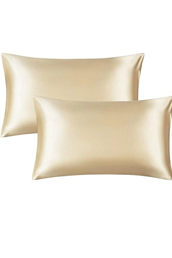 Nadide Ipek Saten Luxury Güzellik 2 Adet Gold Yastık Kılıfı(50x70cm ) Beauty Pillow Case Ev Tekstili