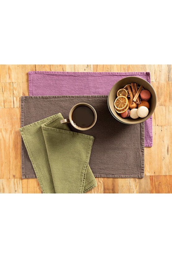 Grandeur Pamuk 2li Amerikan Servis 30x45 Cm Haki