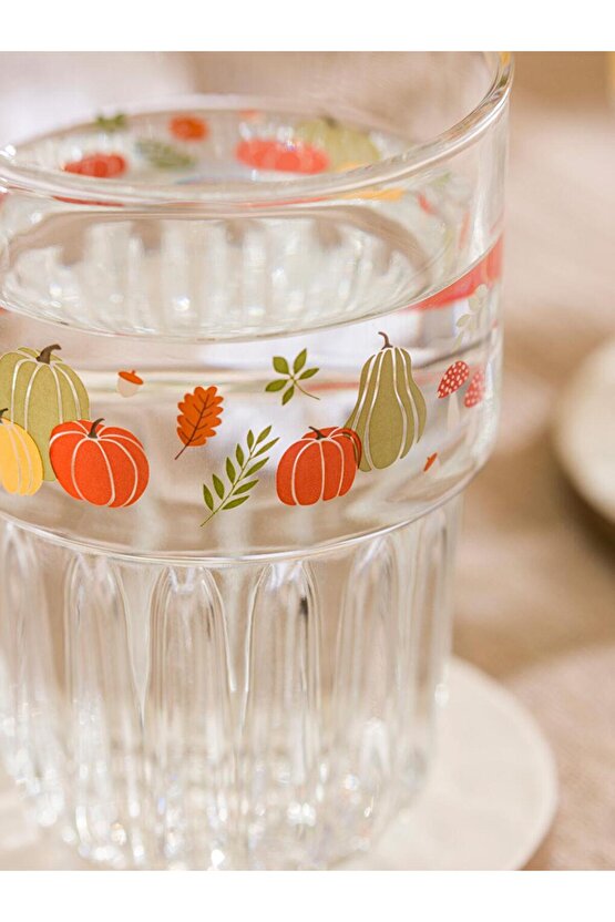 Renksiz Baskılı Cam Bardak Seti 4lü 380 Ml (W5)