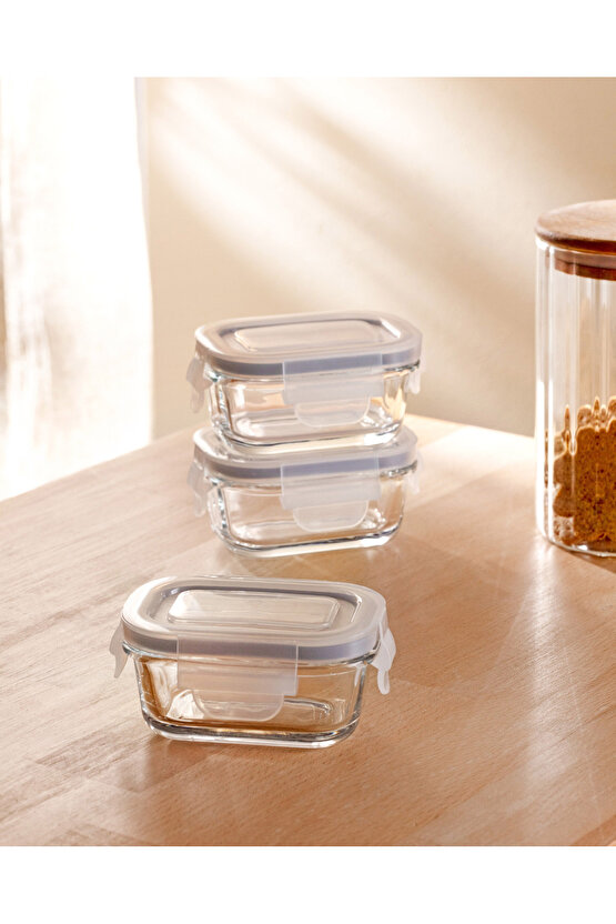 Marle 3lü Dikdörtgen Mini Saklama Kabı - 120ML