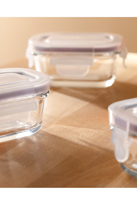 Marle 3lü Dikdörtgen Mini Saklama Kabı - 120ML