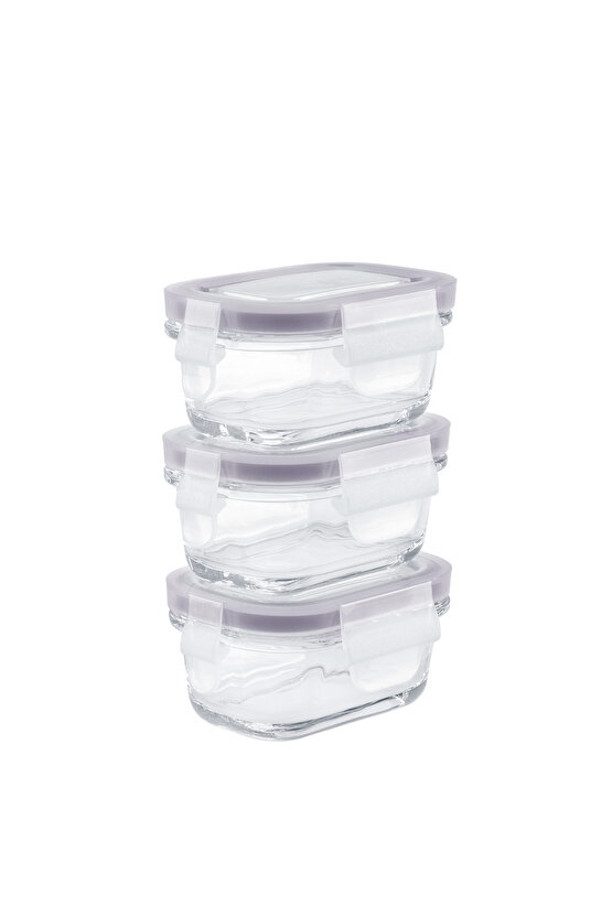 Marle 3lü Dikdörtgen Mini Saklama Kabı - 120ML