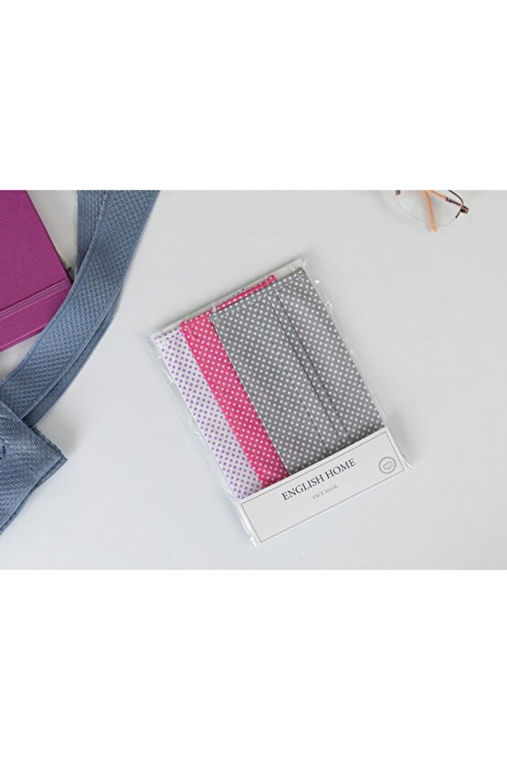 Alamode Pamuk Maske 9,5x18 Cm Gri - Pembe