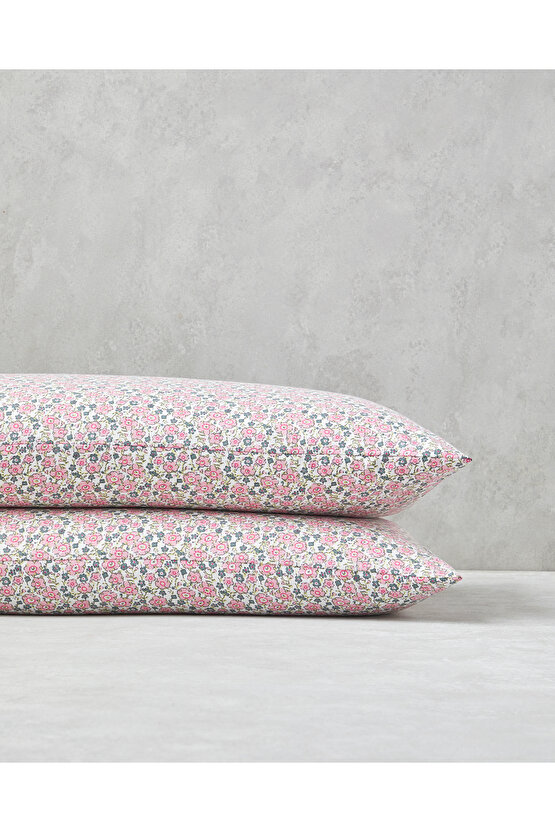 Bright Floral Kolay Ütülenir 2li Yastık Kılıfı 50x70 cm Pembe