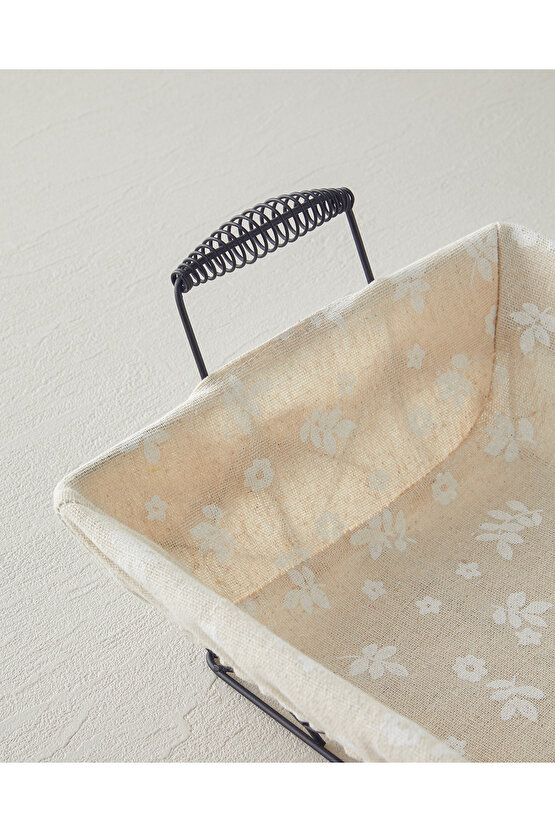 Woven Metal Ekmek Sepeti 26x19x7,5 Cm Krem