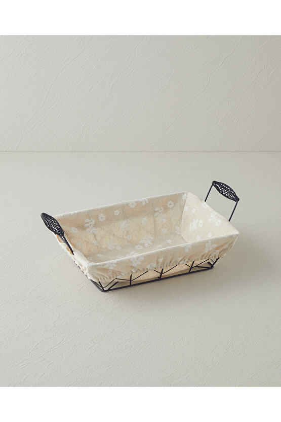 Woven Metal Ekmek Sepeti 26x19x7,5 Cm Krem