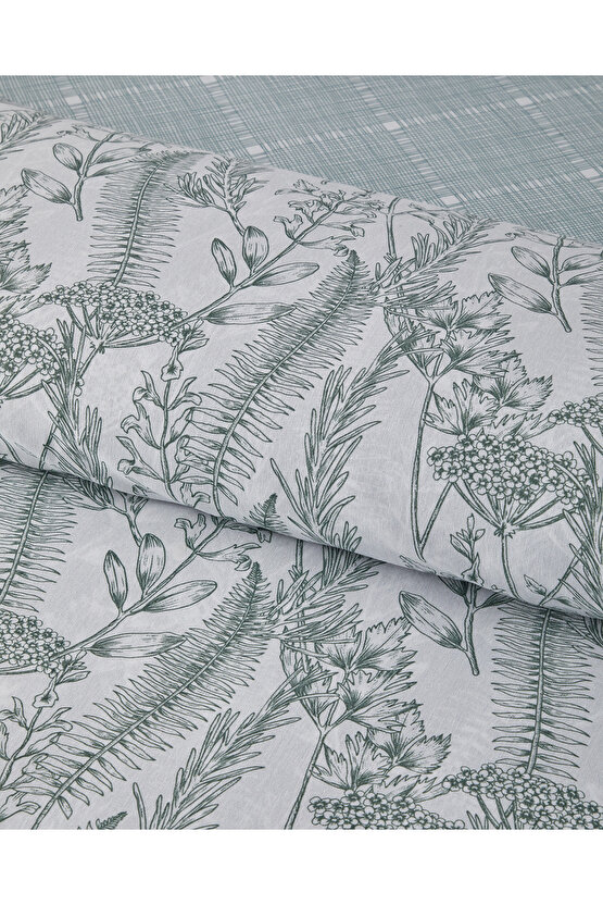 Botanical Spring Kolay Ütülenir Tek Kişilik Nevresim Takımı 160x220 cm Yeşil