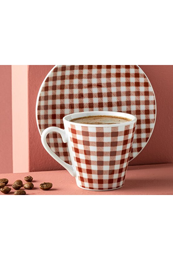 Gules Porselen 4 Parça 2 Kişilik Kahve Fıncan Takımı 80 Ml Bordo