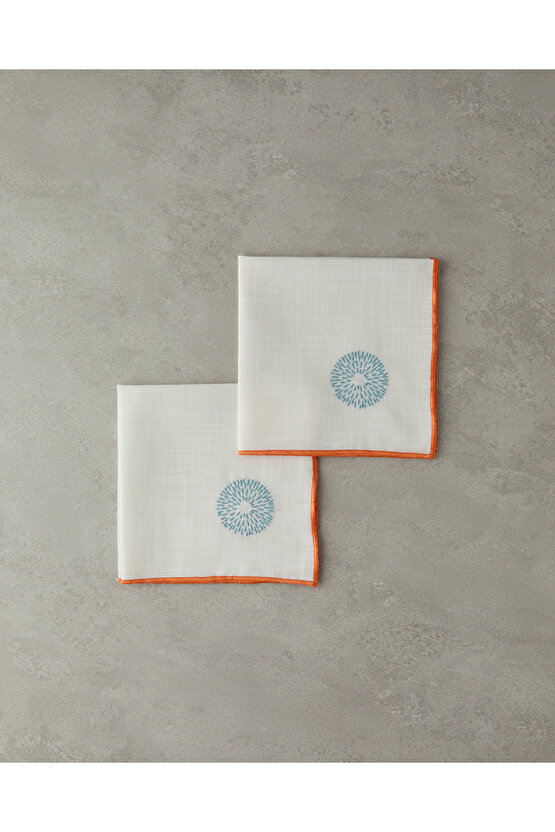 Coachella Splash Polyester 2li Misafir Peçetesi 40x40 Krem-Turuncu