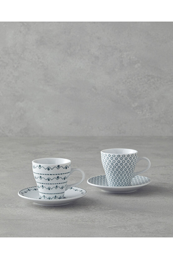 Margot Porselen 4 Parça 2 Kişilik Kahve Fincan Takımı Yeşil