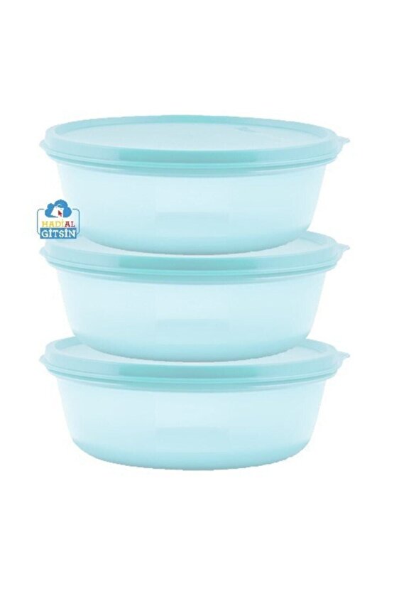 Buzdolabı Saklama Kabı 600 Ml 3lü Set Açık Mavi (üç Şekerpare)