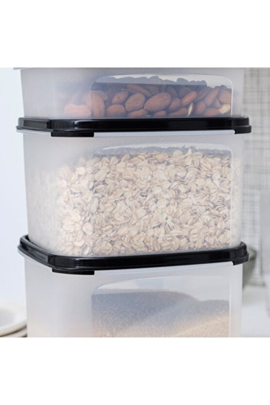 Modüler Kuru Gıda Saklama Seti 3lü Siyah