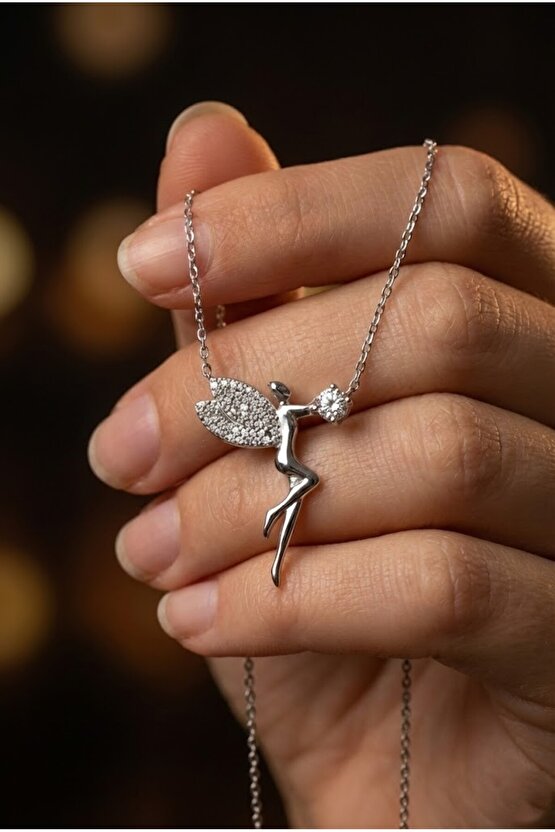 Taşlı Melek Kadın Kolye