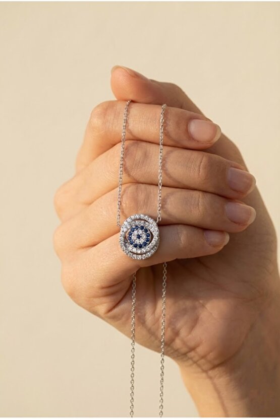 Çift Halka Nazar Boncuğu Kolye