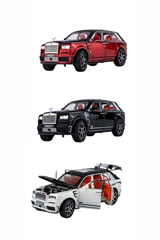 Oyuncak Die-Cast Kutulu 1:32 Ölçek Kapıları Bagajı ve Kaputu Açılan Çek-Bırak Işık Ve Sesli RR Jeep