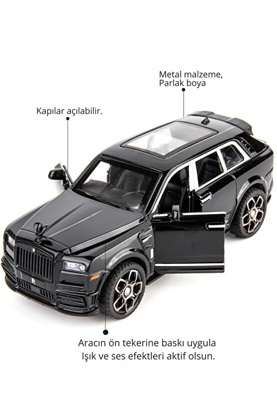 Oyuncak Die-Cast Kutulu 1:32 Ölçek Kapıları Bagajı ve Kaputu Açılan Çek-Bırak Işık Ve Sesli RR Jeep