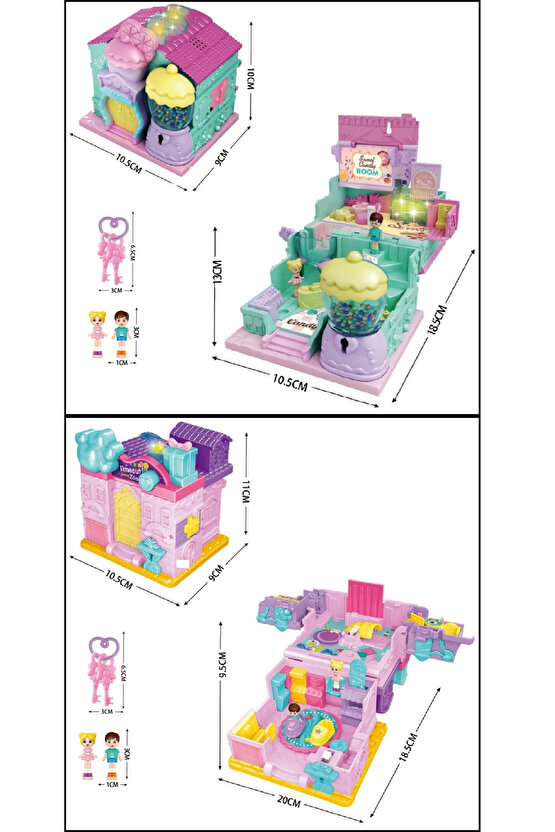 Oyuncak Işıklı Müzikli Aksesuarlı Ev Serisi Açılıp-Katlanır Evcilik Seti
