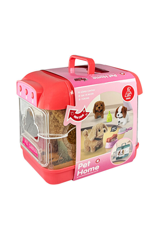 Hareketli Köpek ve Işıklı Sesli Şeffaf Kafes Seti
