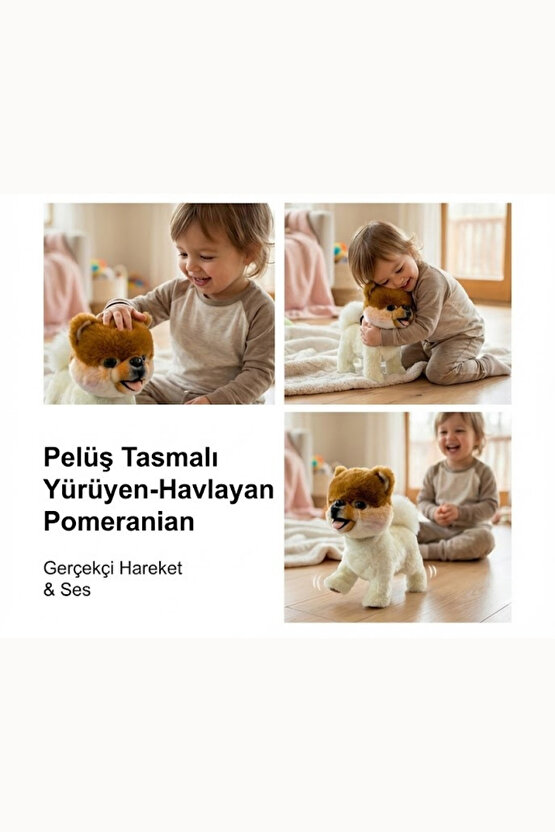 Oyuncak Peluş Tasmalı Havlayan Yürüyen Sesli Köpek Evcil Hayvan Dostluğu Pekiştirme