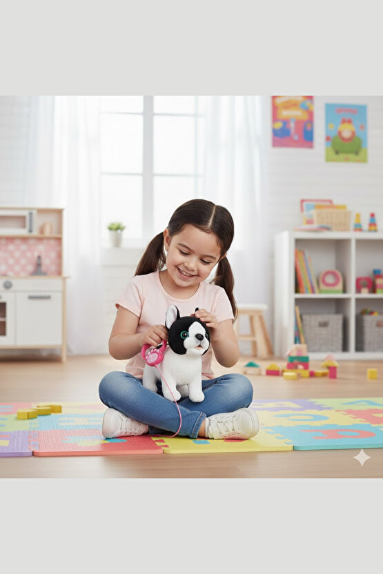 Oyuncak Peluş Tasmalı Havlayan Yürüyen Sesli Köpek Evcil Hayvan Dostluğu Pekiştirme