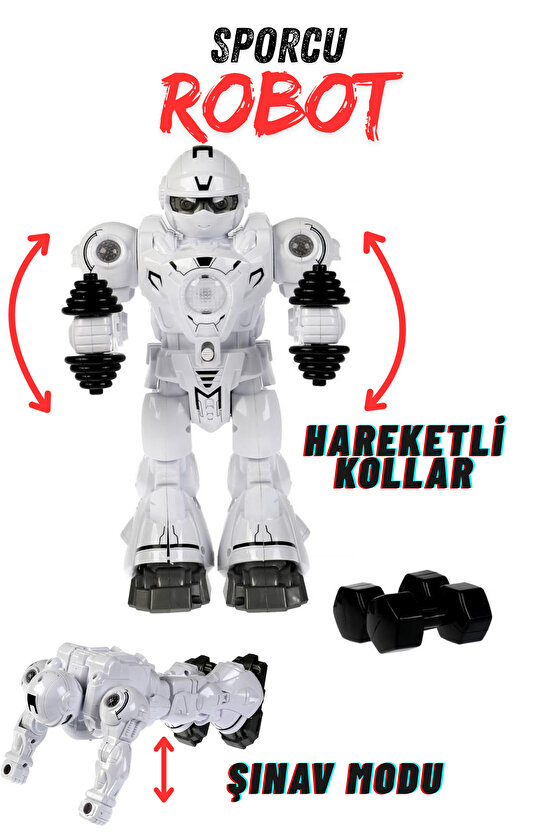 Oyuncak Işıklı ve Müzikli Hareketli Atletik Sporcu Pilli Robot Şınav Çekebilen Robot