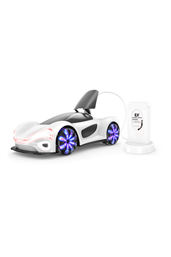 1:24 Uzaktan Kumandalı 2.4G Şarjlı Işık Müzik Spor Araba Şarj İstasyonlu Elektrikli Prototip Araba