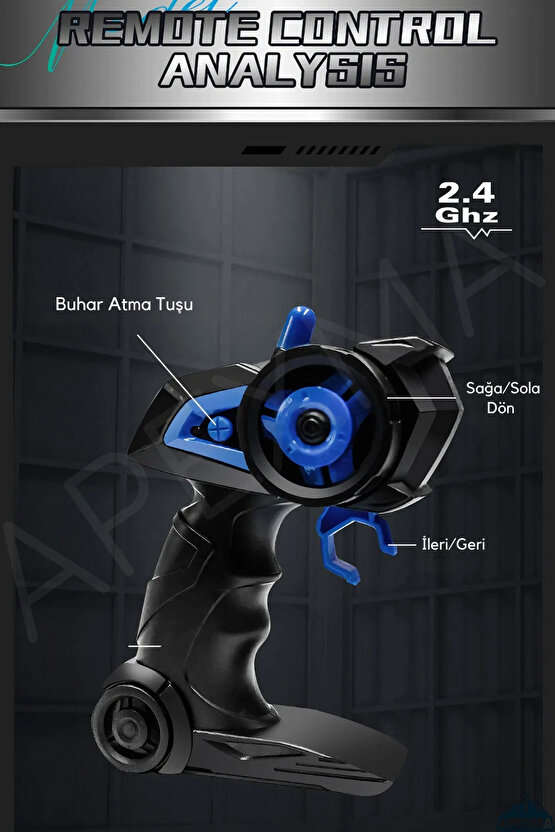 Oyuncak 2.4GHz Uzaktan Kumandalı Sesli Işıklı Şarjlı Buhar Atan Kapıları Açılan Rc Kamyonet