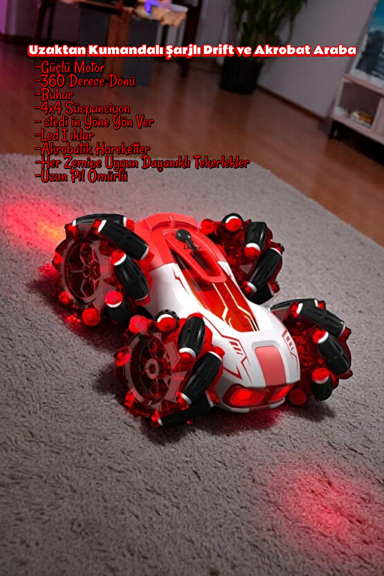 Uzaktan Kumandalı Full Fonksiyon Şarjlı Stunt Drift ve Akrobat Araba 360 Derece Dönen Stunt Araba +3