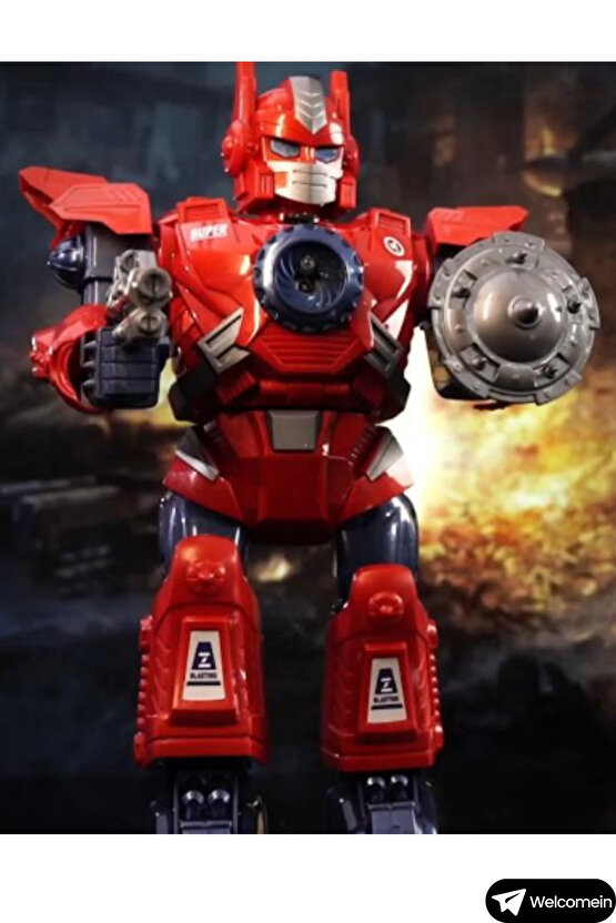 Oyuncak İnteraktif Pilli Robot Işıklı Müzikli Sesli Dans Eden Buhar Çıkartan Disk Atan Roket Atan