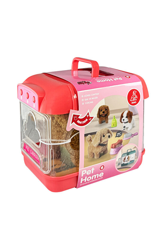 Hareketli Köpek ve Işıklı Sesli Şeffaf Kafesli Set