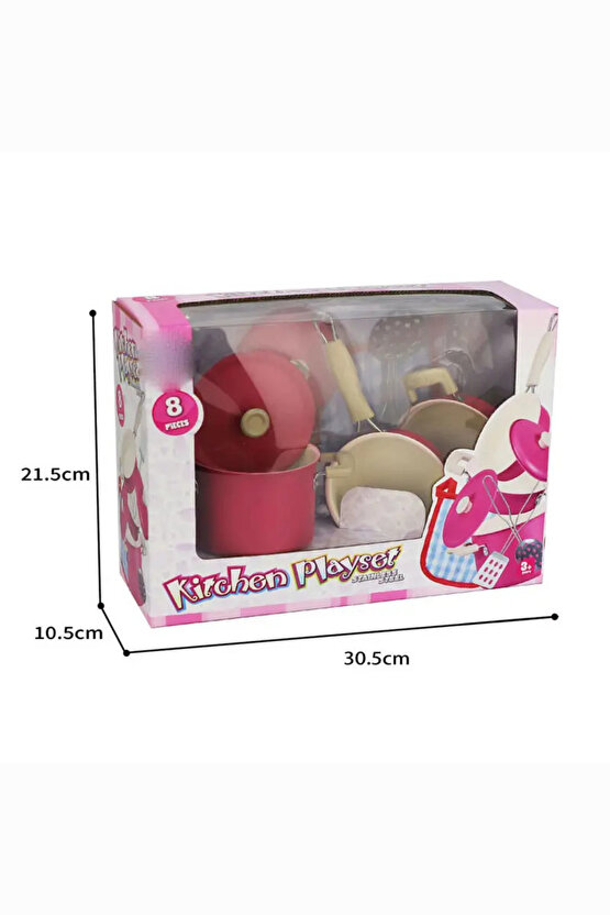 Oyuncak 8 Parça Pembe Emaye Tencere Tava Seti