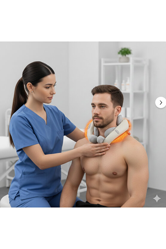 Elektrikli ısıtmalı ovmalı boyun ve sırt masaj cihazı kablosuz bej rengi