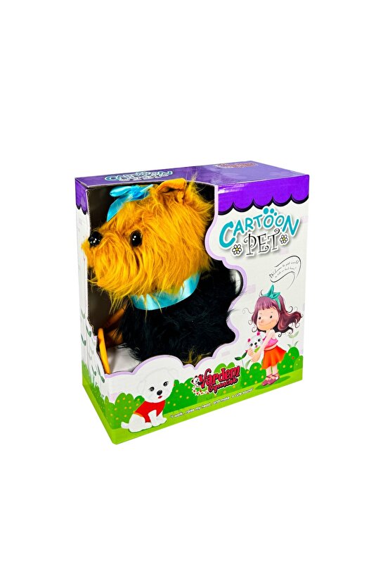 Peluş Tasmalı Yürüyen Mavi Fiyonklu Köpek