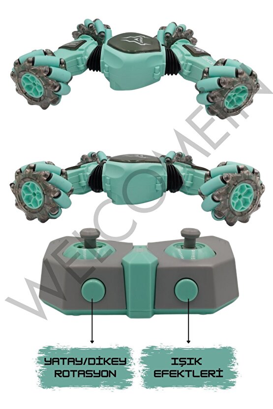 Oyuncak 2.4 GHz Bilekten ve Uzaktan Kumandalı Işıklı 4X4 Çift Kumandalı Akrobat Araba