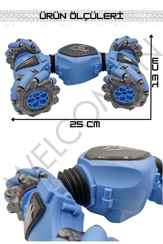 Oyuncak 2.4 GHz Bilekten ve Uzaktan Kumandalı Işıklı 4X4 Çift Kumandalı Akrobat Araba
